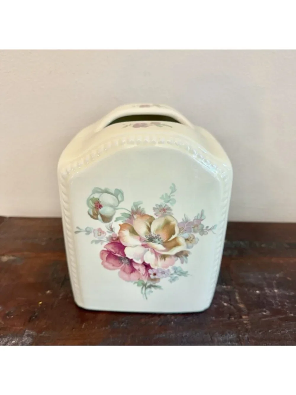 Vintage Athena California Floral Napkin Holder Ceramic Kitchen Decor Floral